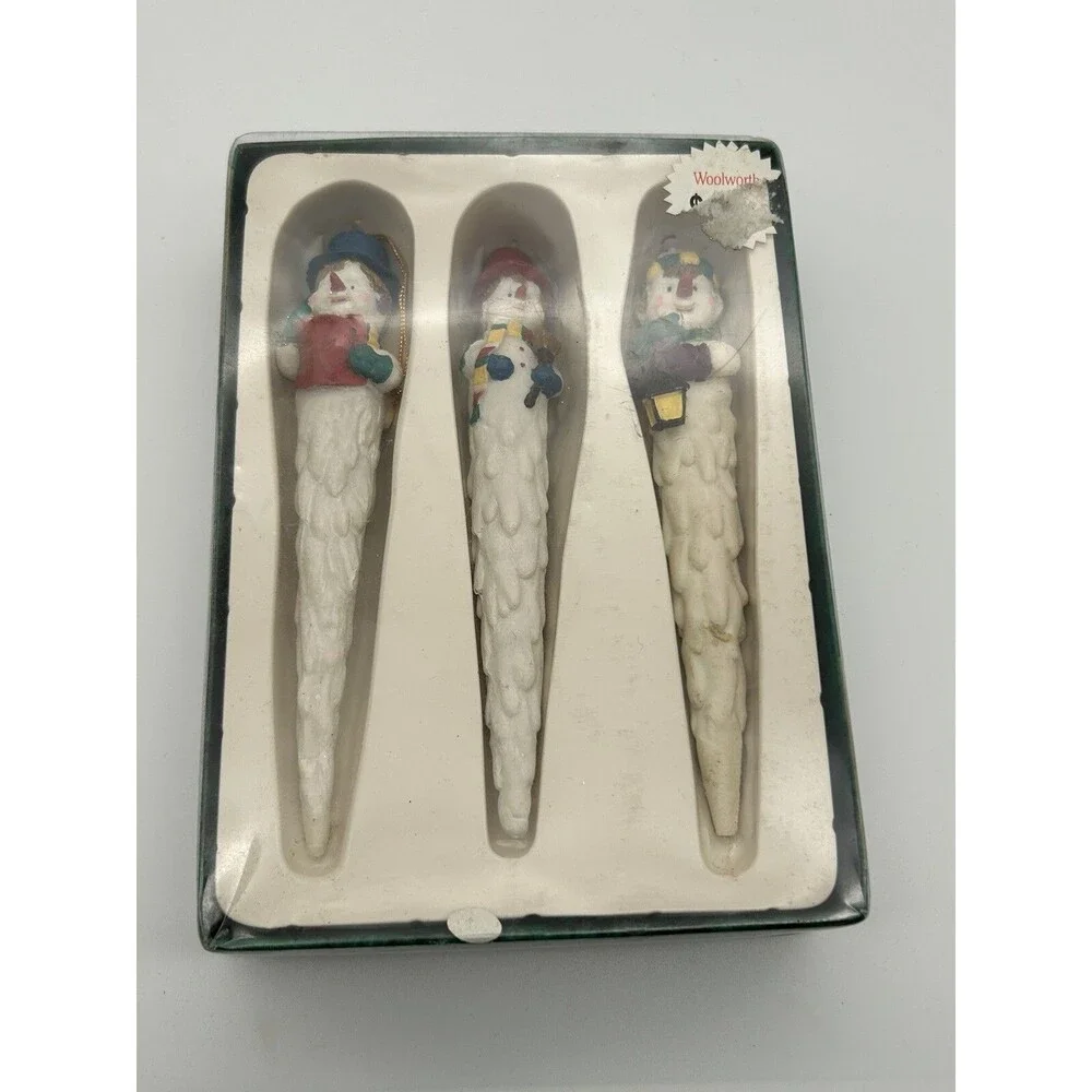 Vintage Holiday Snowmen  Set of 3 Icicles Ornament Christmas Decor